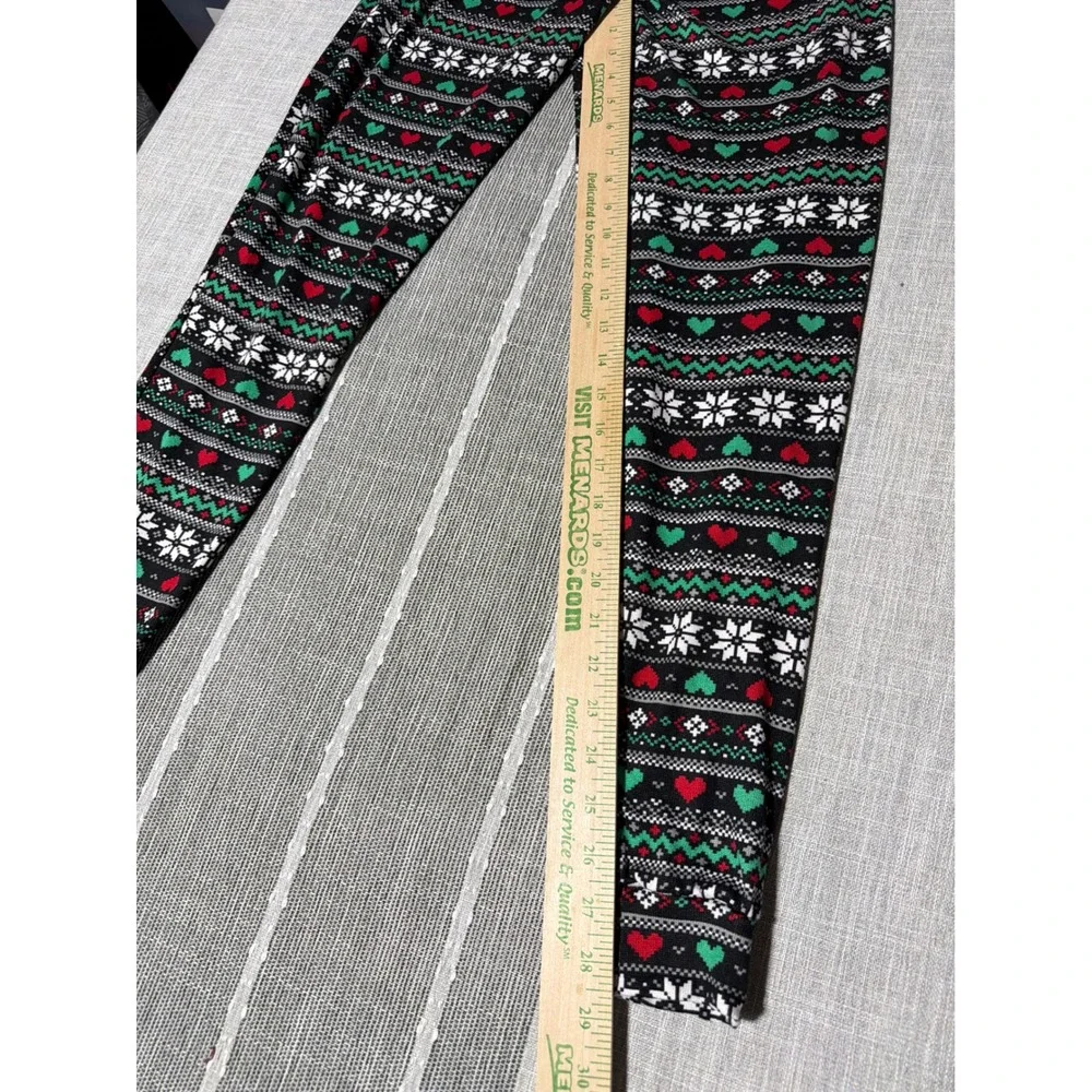New Holiday Fair Isle Pajama Pants Red Green White Snowflake Heart Lounge‎ Pants